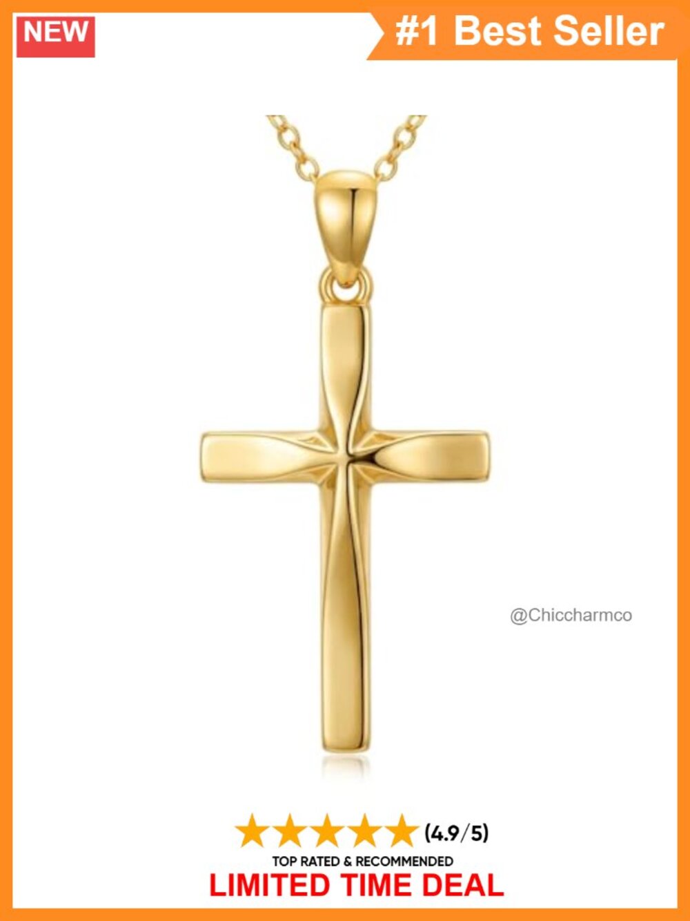 18K Gold Cross Pendant Necklace for Women, 18K Gold Religious Jewelry Gift